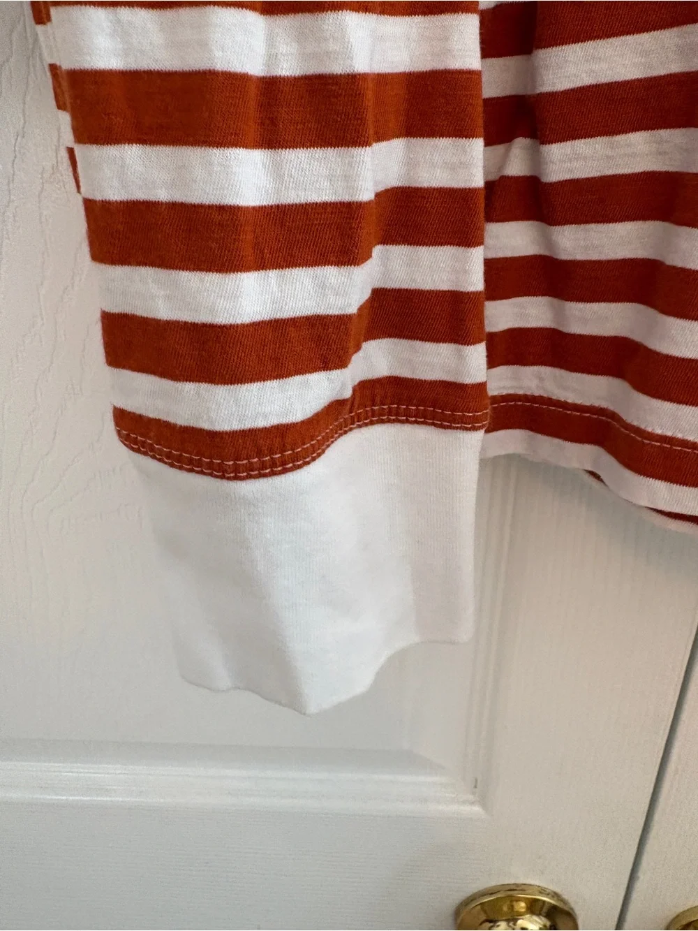 J. Crew Rust and White Striped Long-Sleeve Tee